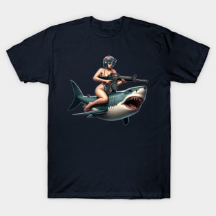 Tactical Girl and Shark T-Shirt